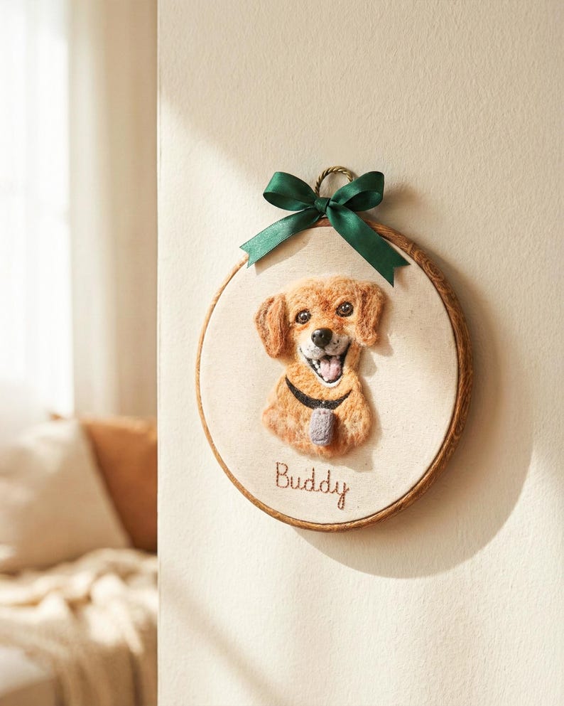 Custom Dog Memorial gifts Embroidery Hoop – Personalized Pet Loss Portrait Gift for him, Keepsake image 7