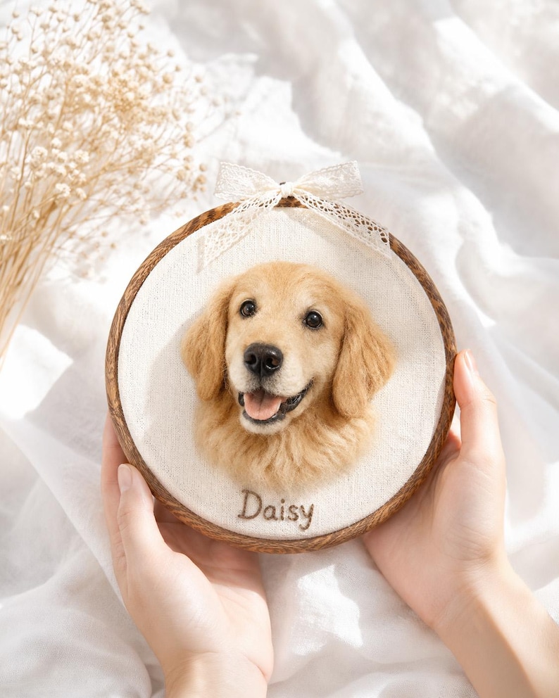 Custom Dog Memorial gifts Embroidery Hoop – Personalized Pet Loss Portrait Gift for him, Keepsake image 3