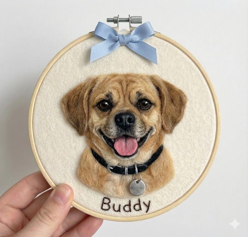 Custom Dog Memorial gifts Embroidery Hoop – Personalized Pet Loss Portrait Gift for him, Keepsake image 6