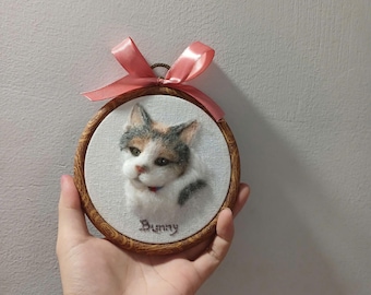 Custom Cat Embroidery Name Hoop, Personalized Pet Portrait gift Dog, Handmade Cat Wall Decor