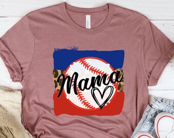 Baseball Mama Graphic Shirts, Baseball Mom T-shirt, Baseball Shirt For Women, Sports Mom Shirt, Mothers Day Gift, Cheetah Print, Mom Shirts