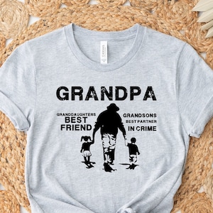 Grandpa Shirt, Granddaughters Best Friend, Grandsons Best Partner In Crime, Grandpa TShirt, Gift For Grandad, Grandfather Shirts