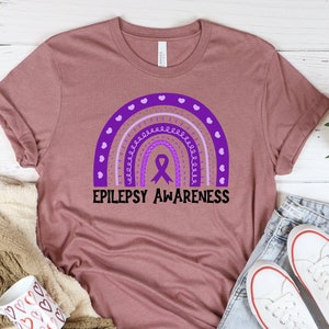 Epilepsy Awareness Rainbow Crewneck Shirt, Purple Ribbon Epilepsy Shirt, Epilepsy Tee, Epilepsy Mom Gift, Neurodiversity T-shirt