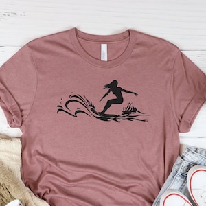 Surfer Girl Shirt, Women Surf Tshirt, Surf Women Shirt, Surfer Gift For Girl, Surfer Tee, Surf Graphics Tees, Surfer Girl Print Shirt image 1