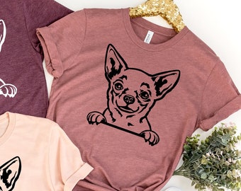 Cute Chihuahua T Shirt, Funny Chihuahua Shirt, Gifts for Dog Lovers, Dog Lover TShirt, Dog Mom Pocket Shirt, Shirts for Her, Chihuahua Shirt