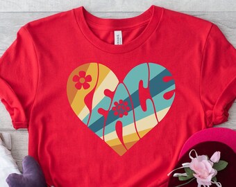 Groovy Peace Heart Shirt, Vintage T Shirt, Peace Shirt, Graphic Tees Vintage, Peace Heart Shirt, Groovy Shirt, Boho Shirt, Shirts For Women