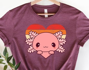 Cute Retro Axolotl Shirt, Axolotl Shirt, Axolotl Lover Gift, Vintage Tee, Love Axolotl Tshirt, Cute Axolotl Shirt, Axolotl Lover Shirt