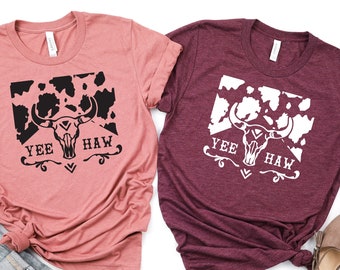 Yee Haw Shirt, Cowgirl Western Shirt, Western Shirt, Southern Shirt, Country Shirt, Cow Skull Shirt, Cowboy Shirt, Cowgirl Shirt, Boho Shirt