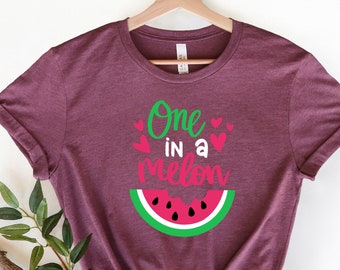 One In A Melon Shirt, Watermelon Shirt, Summer Shirt For Women, Vacation Shirt, Summer Quote, Funny Quote, Hand-lettered, Summer Graphic Tee