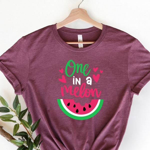 One In A Melon Shirt, Watermelon Shirt, Summer Shirt For Women, Vacation Shirt, Summer Quote, Funny Quote, Hand-lettered, Summer Graphic Tee