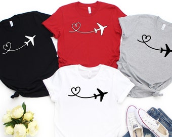 Airplane Heart Shirt, Travel Lover Tees, World Traveler Shirt, Vacation Group Tshirts, Girls Vacation Shirt, Girls Travel Shirt, Traveler