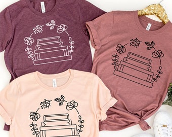 Floral Book Shirt, Funny Book Lover Shirt, Reader Bookish Shirt, Floral Book Art Shirt, Book Nerd Shirt, Flower Shirt, Reading Tee