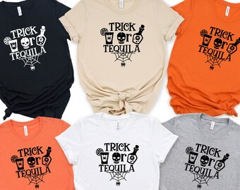 Trick Or Tequila Shirt, Funny Halloween Group Shirt, Halloween Drinking Shirt, Trick Or Treat Shirt, Halloween Party Tees, Funny Tequila Tee