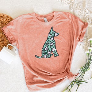 Floral Cute Dog Shirt, Dog Lover Tee, Dog Mom Gift, Floral Animal T shirt, Dog T-shirt For Women, Dog T shirt, Graphic Tee For Her