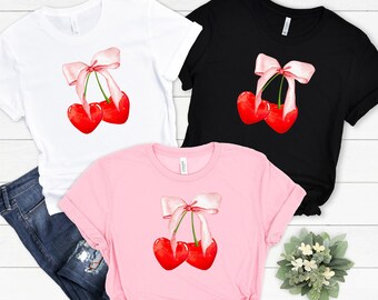 Aesthetic Cherry Shirt, Coquette Shirt with Cherry, Trendy Coquette Shirt, Plus Size Cherry Shirt, Y2K Graphic Tee, Trendy T shirt, Coquette