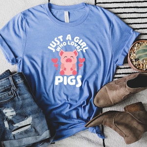 Tee-shirt Manches Longues « Just A Girl Who Loves Pigs » – Unisexe Adulte – Coton – Neuf Sans étiquettes