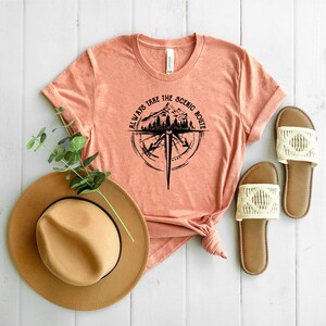 Always Take The Scenic Route Shirt, Outdoor Shirt, Camping Tee, Nature Shirt, Adventure Shirt, Hiking Shirt, Road Trip Shirt, Mountains Tee zdjęcie 2