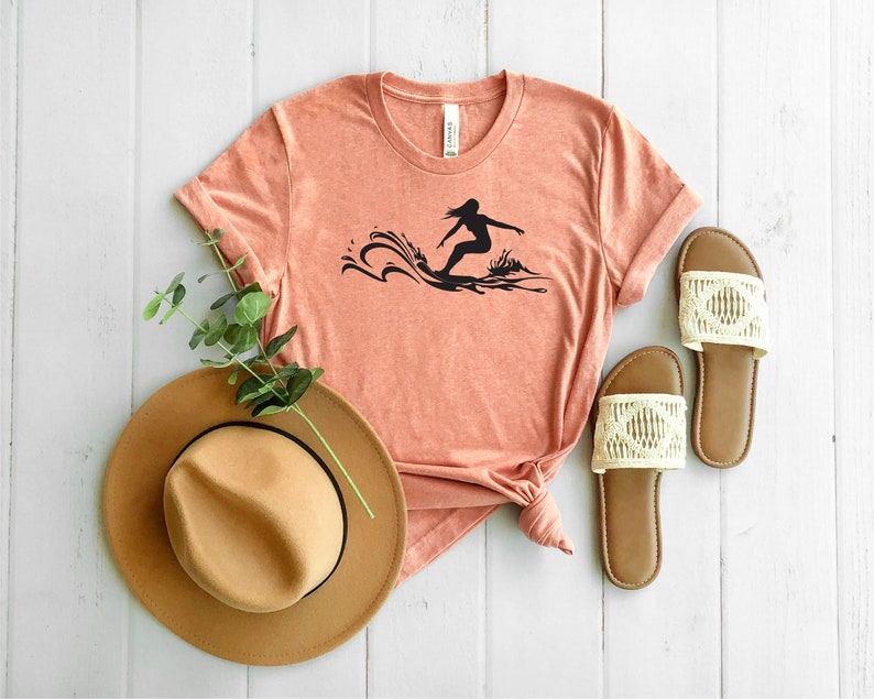 Surfer Girl Shirt, Women Surf Tshirt, Surf Women Shirt, Surfer Gift For Girl, Surfer Tee, Surf Graphics Tees, Surfer Girl Print Shirt image 3