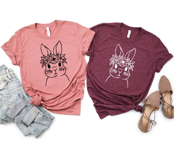 Floral Bunny Shirt, Rabbit Shirt, Easter Bunny Shirt, Happy Easter Shirt, Rabbit Tshirt, Flower Bunny Tee, Animal Lover T shirt, Bunny Tee