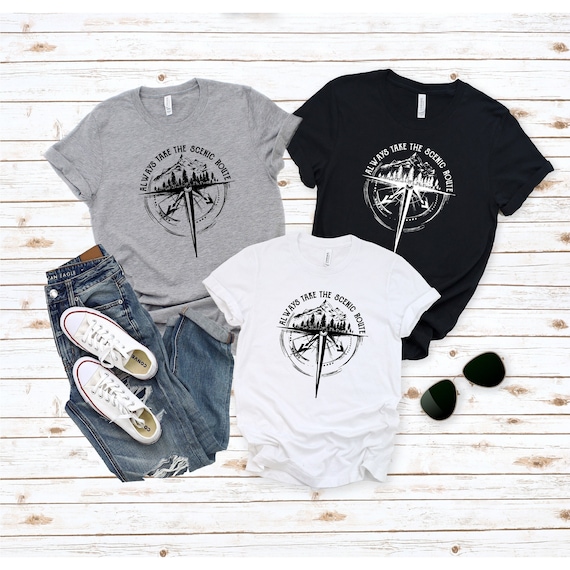 Always Take The Scenic Route Shirt, Outdoor Shirt, Camping Tee, Nature Shirt, Adventure Shirt, Hiking Shirt, Road Trip Shirt, Mountains Tee