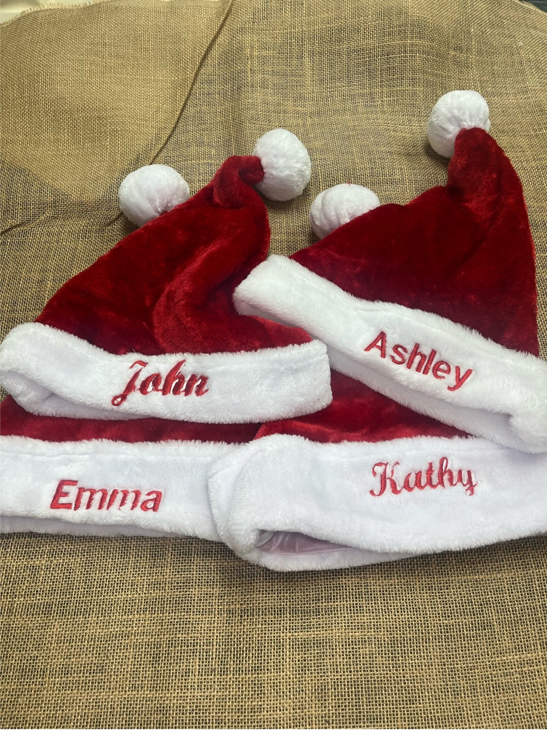 Customized Embroidered Santa Hat, Personalized Christmas Hat, Christmas