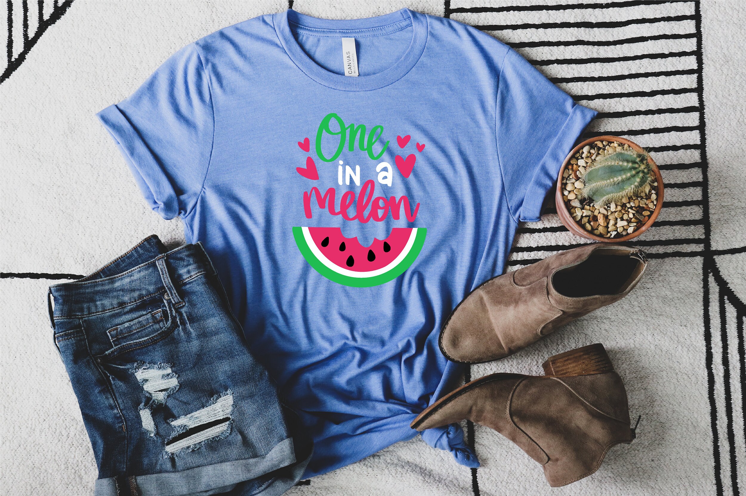 One In A Melon Mom T-Shirt – Watermelon Graphic – Women's 100% Cotton – Glory Be Co