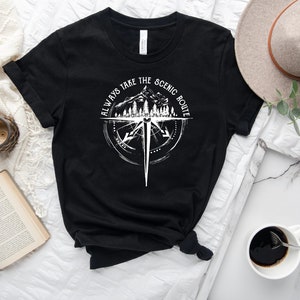 Always Take The Scenic Route Shirt, Outdoor Shirt, Camping Tee, Nature Shirt, Adventure Shirt, Hiking Shirt, Road Trip Shirt, Mountains Tee zdjęcie 3