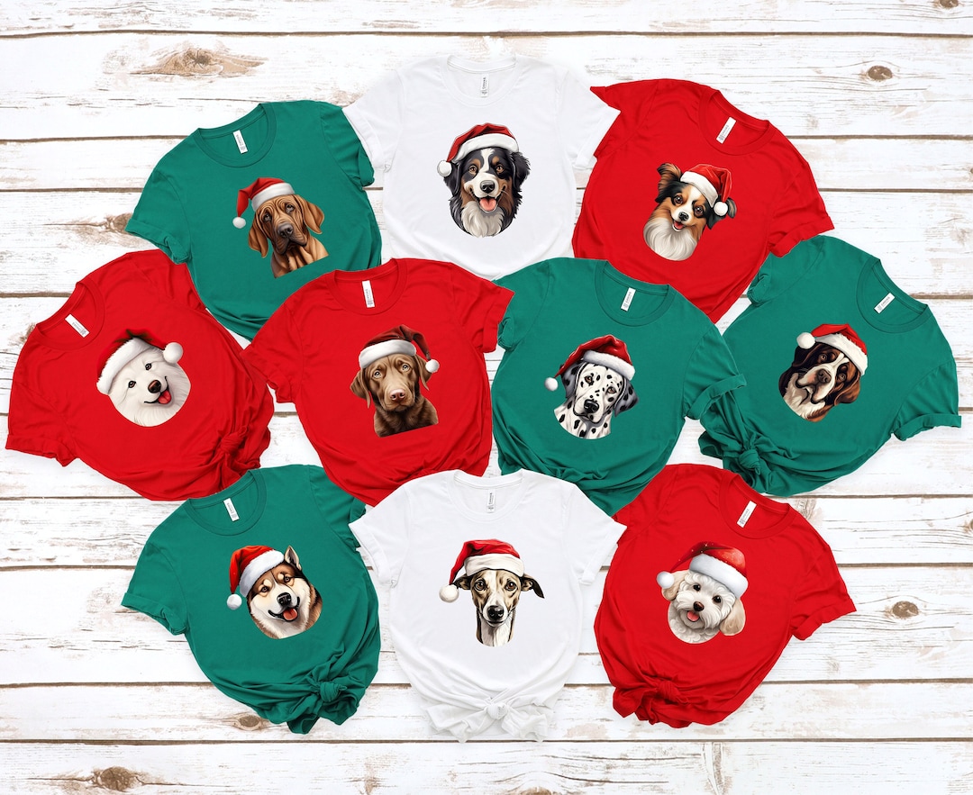 Christmas Dog Santa Hat Shirt, Custom Peeking Dogs Santa Hat Shirt ...