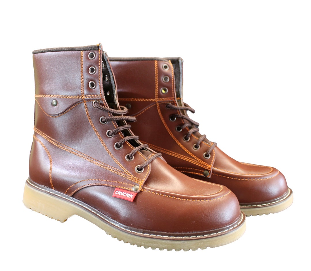 Calzature Uomo Anfibio Francesina Marrone Vera Pelle Made In Italy Fondo Roccia Antiscivolo Calzature Uomo Anfibio Francesina Marrone Vera Pelle Made In Italy Fondo Roccia Antiscivolo