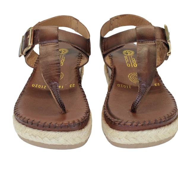 women sandals size 8 brown color with leather and platform comfy sandals