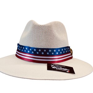 Beige Panama Hat Beristain size XL and 1 small Men & Women NEW, 4th of July, USA Flag Band, New!