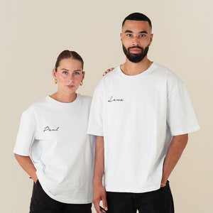 T-shirts signature partenaire personnalisés avec nom | Chemises de couple | Chemises assorties | T-shirts Saint Valentin