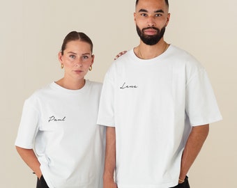 Partner Signatur T-Shirts personalisiert mit Namen | Couple Shirts | Mätching Shirts | Valentinstag TShirts