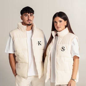 Chalecos de pana de socio combinación de nombres de letras personalizadas | Chalecos de pana | Pareja Oeste | Socio Oeste | Chaquetas de socios