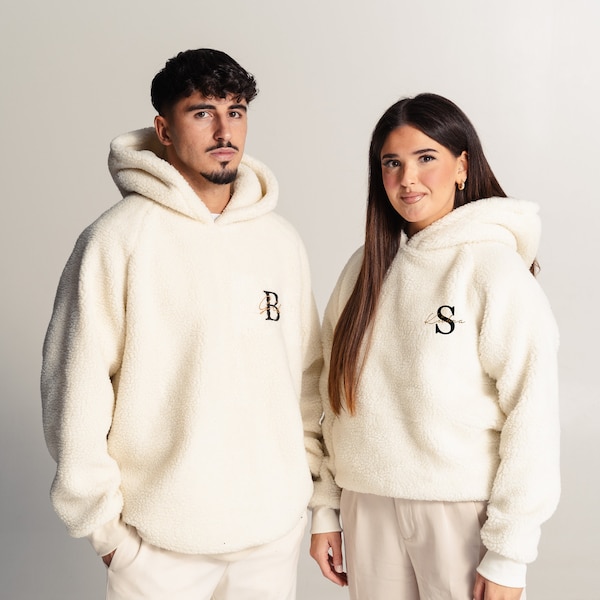 Teddy Partner Hoodies mit Buchstaben Name Kombi | Couple Hoodies | Valentinstag Hoodies | Partner Hoody | Personalisierte Hoodies