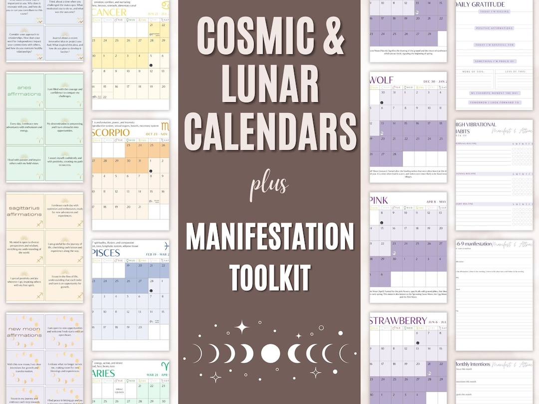 Cosmic Cycles & Lunar Rhythms: Zodiac, Lunar Monthly Calendar With 