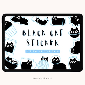 黒猫デジタルステッカーパック | かわいいステッカー | プランナーステッカー | かわいい | グッドノートステッカー | iPadステッカー | デジタルプランナー | かわいいデイリー
