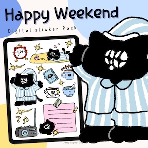 Happy Weekend digital stickers | Goodnotes Stickers | Cute Hand Draw | Digits Stickers | planner | kawaii | Digital Planner | iPad sticker