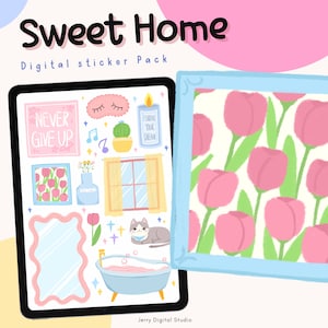 Goodnotes Digital Sticker| Cute Planner Stickers |Sweet home Digital Sticker pack| Aesthetic | Ipad Stickers | daily Sticker |Self care