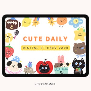 100+ Cute Daily digital stickers |Goodnotes digital sticker |Kawaii sticker |Planner Stickers |Digital Planner | ipad sticker |houes chore
