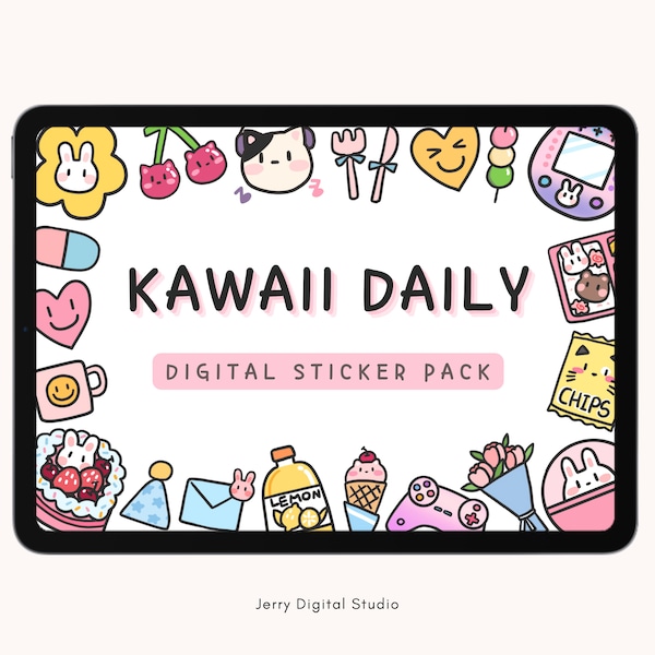 Kawaii Daily digital stickers |Goodnotes digital sticker |Cute daily sticker |Planner Stickers |Digital Planner | ipad sticker | handmade