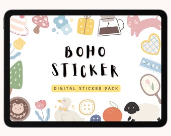 Boho Digital Sticker Pack | 90+ Planner Stickers (Goodnotes)
