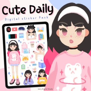 Süßer täglicher Aufkleber |Handgezeichneter Goodnotes Aufkleber Ästhetische | Niedliche tägliche Aufkleber | Kawaii Aufkleber | Ipad Aufkleber | Planner Aufkleber