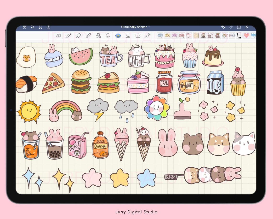 Cute Daily Digital Stickers goodnotes Digital Sticker kawaii - Etsy