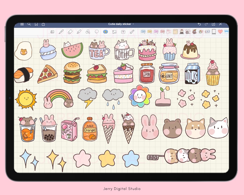 Cute Daily Planner Stickers | Kawaii Digital Stickers (PNG, Goodnotes ...