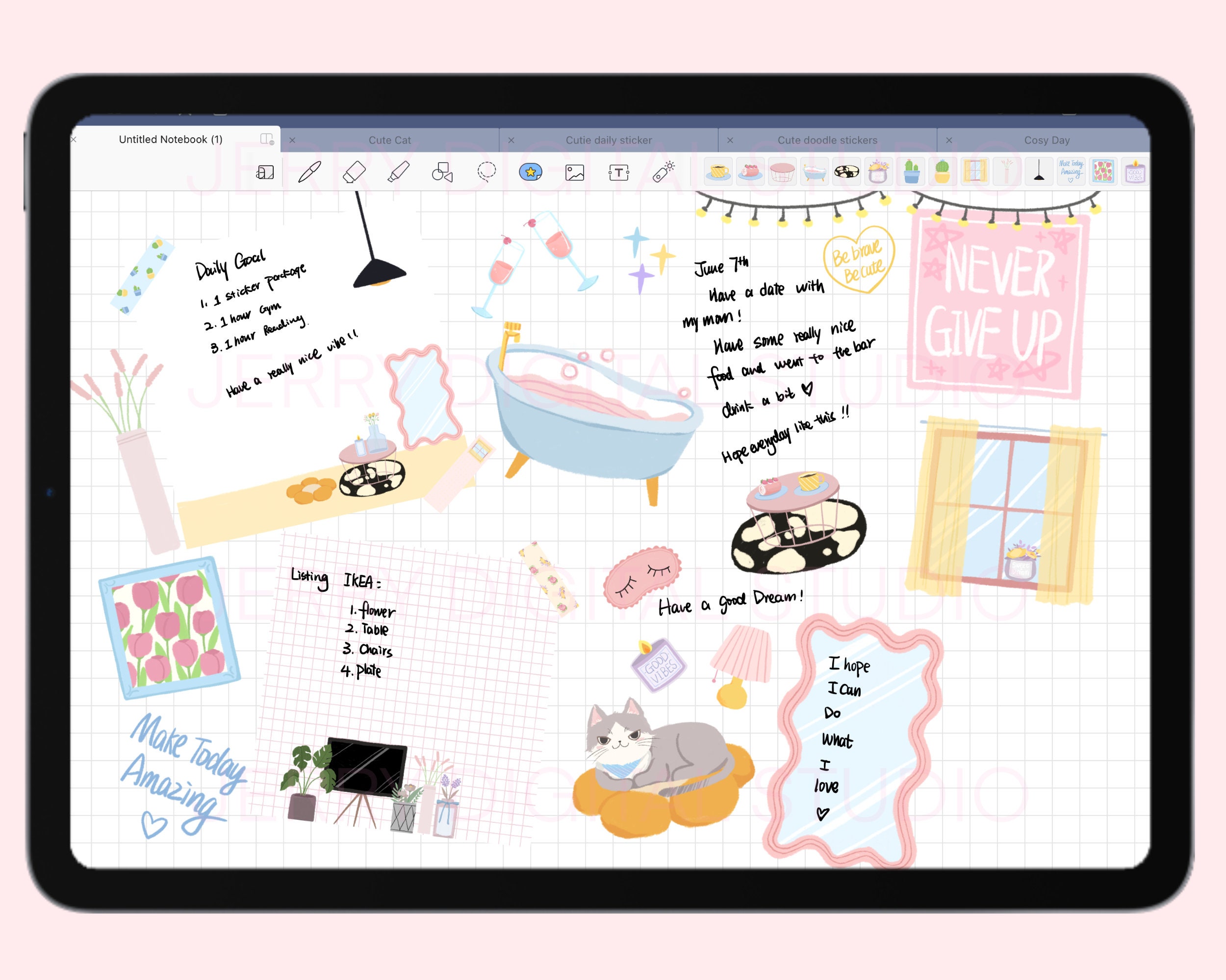 Sweet Home Digital Sticker Pack | Goodnotes Planner Stickers (PNG) - Etsy
