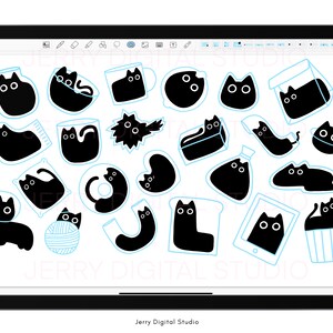 Black Cat Digital Sticker Pack | Kawaii Planner Stickers (goodnotes ...