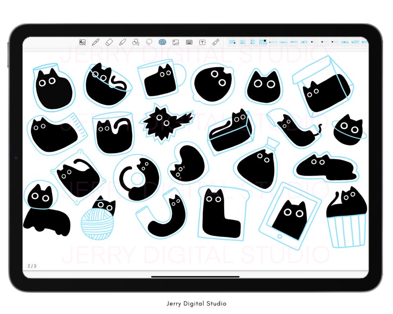 Black Cat Digital Sticker Pack | Kawaii Planner Stickers (goodnotes ...