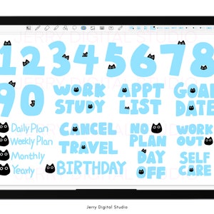 Black Cat Digital Sticker Pack | Kawaii Planner Stickers (goodnotes ...