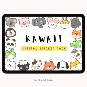kawaii digital sticker pack | cute sticker | animal stickers | daily sticker | goodnotes sticker | planner sticker | ipad sticker | icon